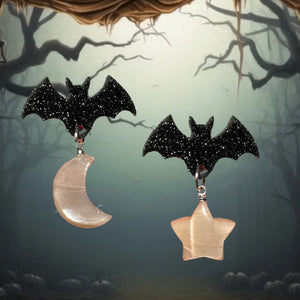 Batty moon and star earrings