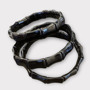 Black Tourmaline bone shaped stretch bangle