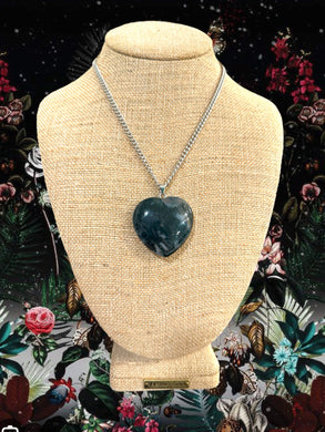 AAA Natural Moss Agate Puffy Heart Gemstone necklace 
#1
