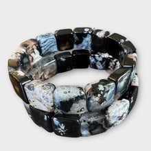 Black Flower Agate stretch bracelet