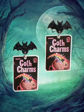 Bat post goth charm earrings