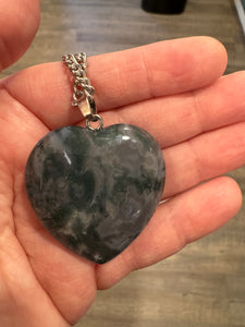 AAA Natural Moss Agate Puffy Heart Gemstone necklace 
#2