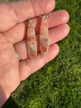 Natural Orange Sunstone Teardrop Earring W/ Dendritic Black Hematite Inclusion