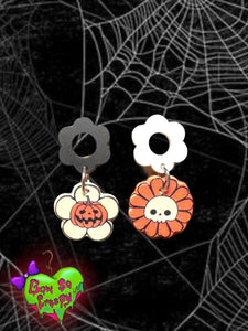 Mix and match floral Halloween earrings