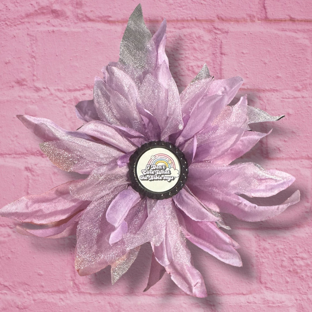 I don't care what the bible says flower hair clip