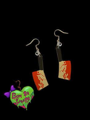 Mirrored Bloody Cleaver Dangle Earrings
