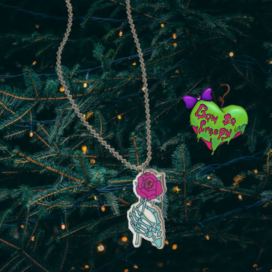 Skelly Hand Rose necklace