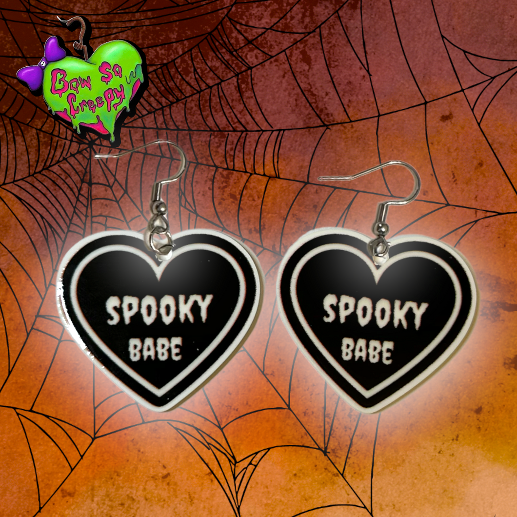 Spooky Babe Heart Earrings