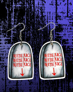 Beetlejuice Tombstone Earrings