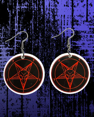Red and Black Pentagram earrings