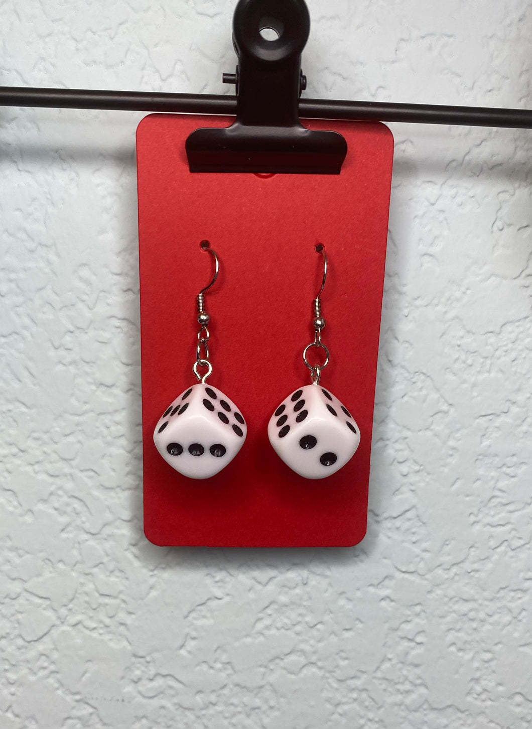 White dice earrings