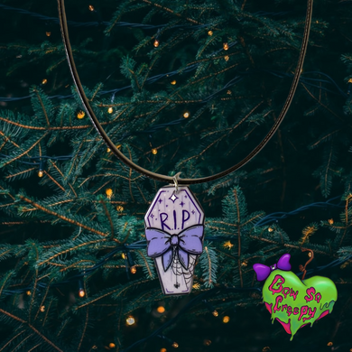 RIP coffin necklace