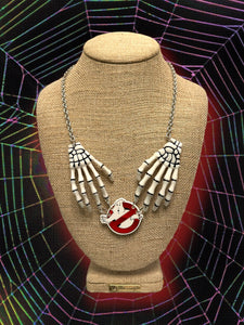 Ghostbusters skeleton hand necklace
