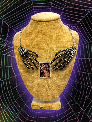 Goth Charms skeleton hand necklace