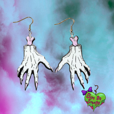 Spooky hand earrings