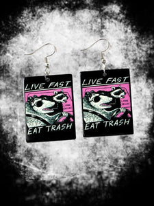 Live Fast Eat Trash earrings