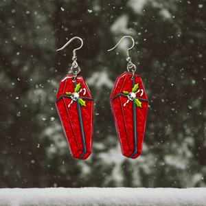 Red coffin earrings