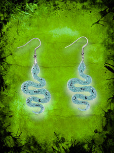 Light blue sparkle serpent earrings